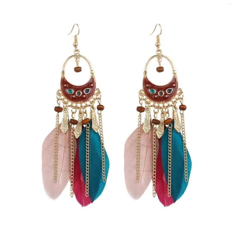 Dangle Earrings Women Faux Feather Bohemian Fringe Tassel Long Drop Dangling For Female Girls Boho Jewelry Accessories