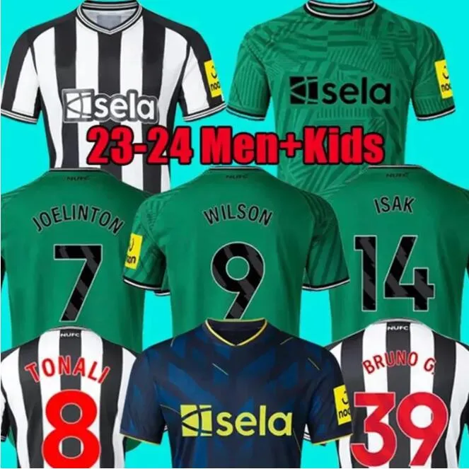 2023 24 Newcastle Soccer Jerseys BRUNO G. ISAK NUFC casa JOELINTON TRIPPIER 2023 2024 New Castle Maglia da calcio Uomo Bambini set ALMIRON WILSON Tifosi giocatori BOTMAN