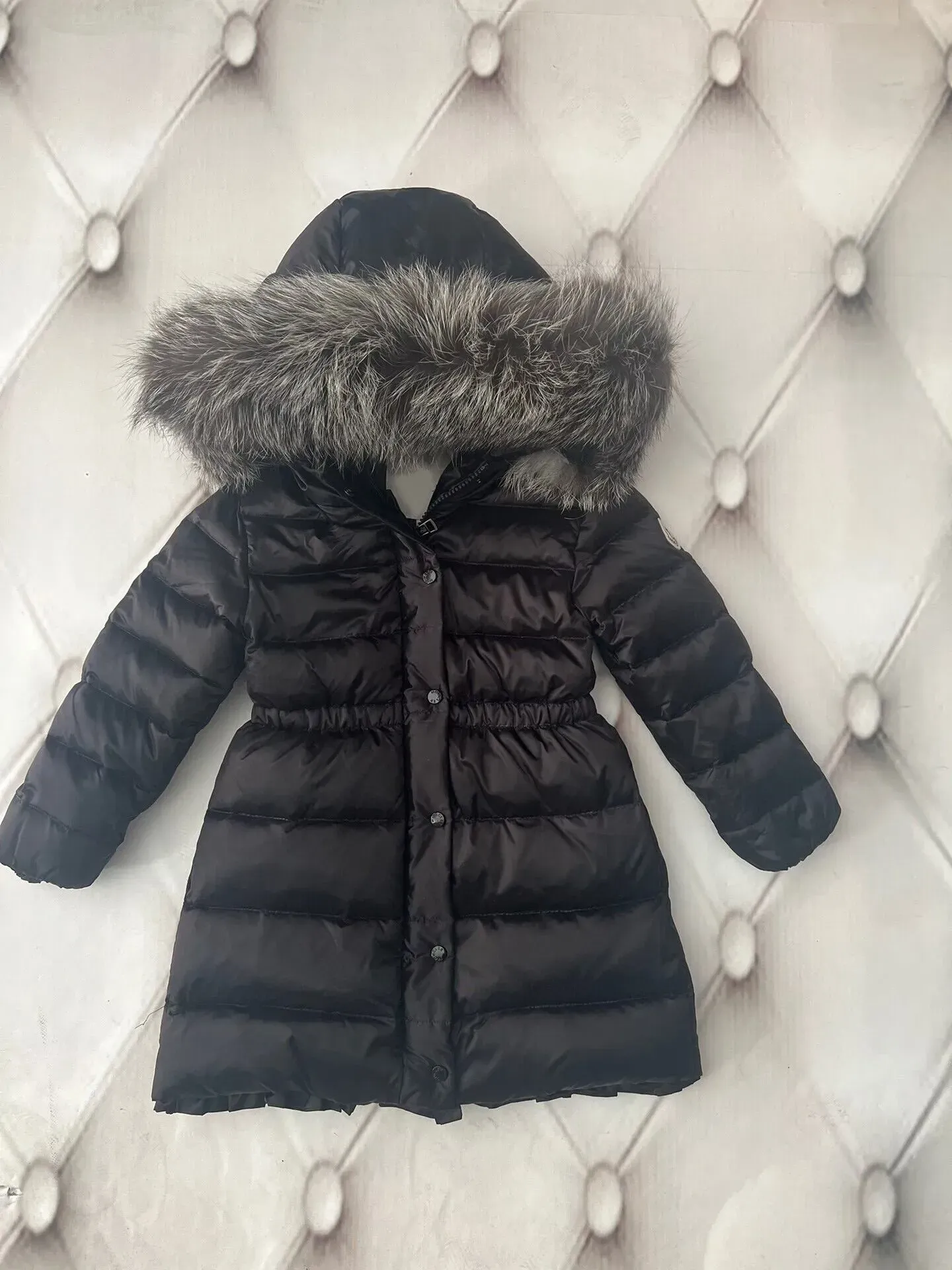 Kids girls boys puffer trench toddler pink coats designer fox fur hooded coat girl boy jacket winter warm duck down jackets children's windproof baby clothes