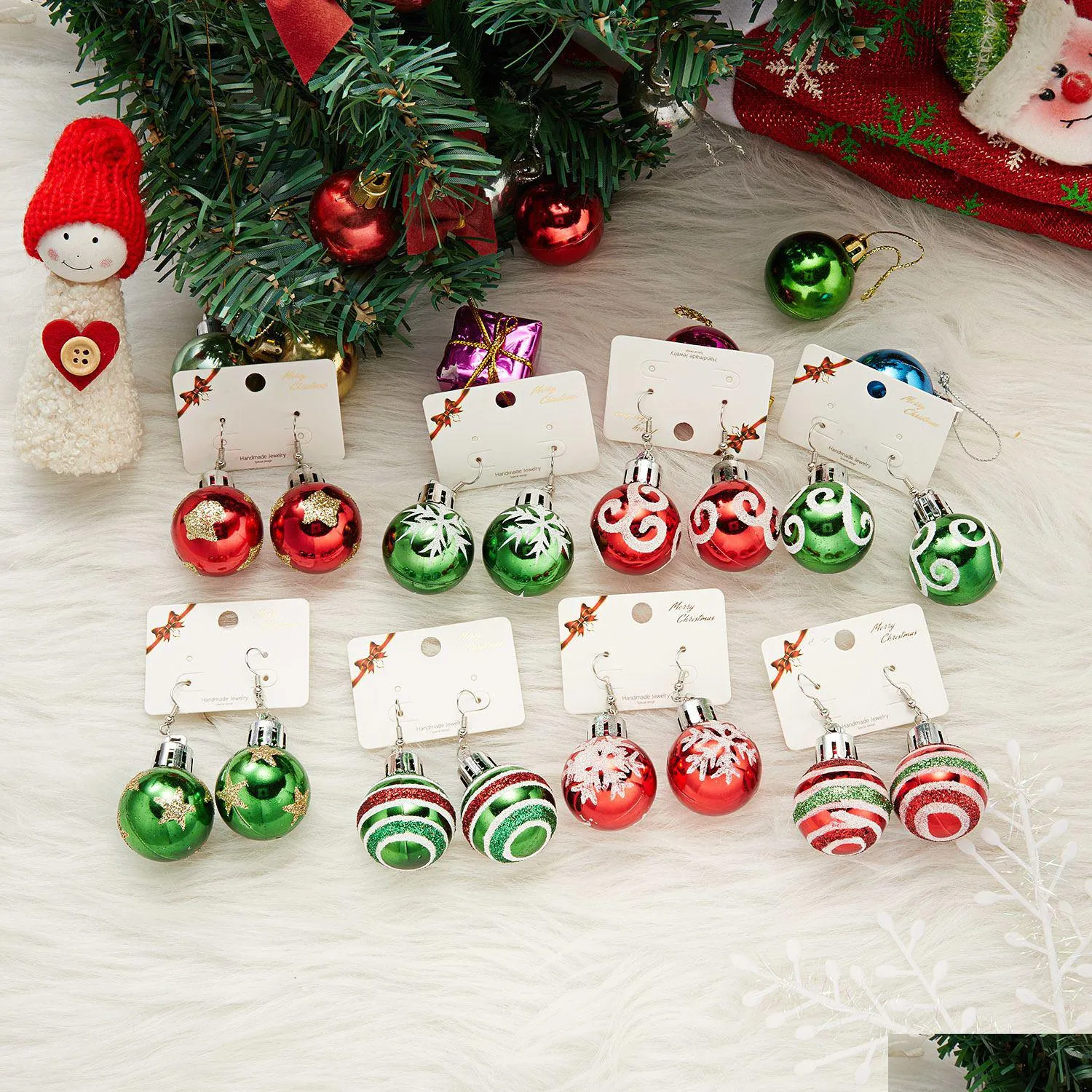 Charm Vintage Fashion Green Red Color Star Ball Christmas Earring Womens Resin Jewelry Days Families Gifts 221119 Drop Delivery Earrin Dhf8C