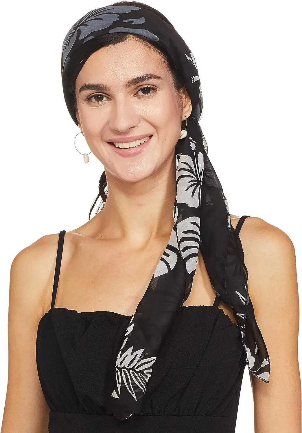 Foulards Stylore Bandeau en mousseline de soie des années 1950 pour femmes enveloppé dans une écharpe carrée transparente pour dormirLF2030908