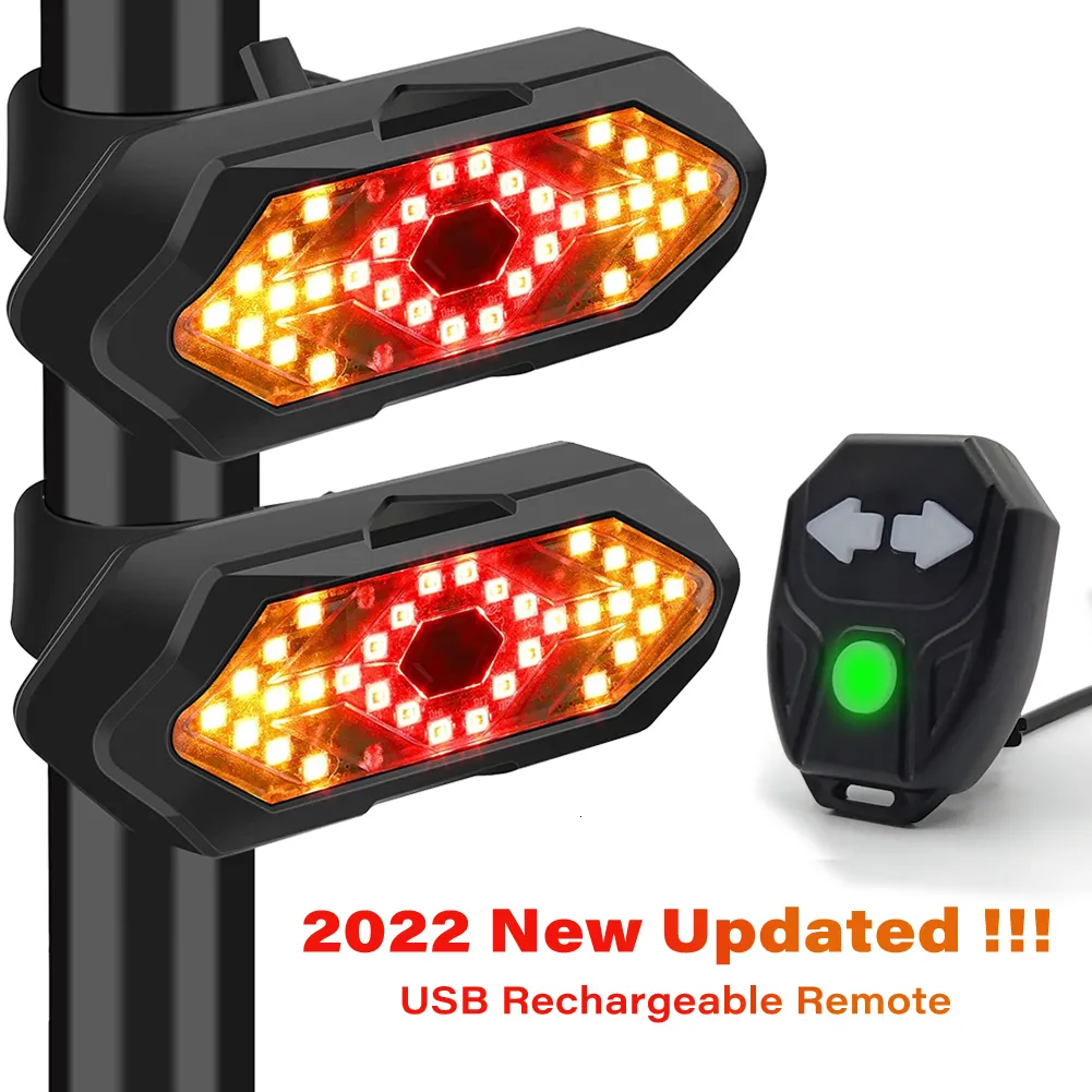 Cykelbelysningar Bicycle Turn Signal Light Wireless Remote Control USB uppladdningsbar bakre bakre svans för cyklar Scooters MTB Road 230907