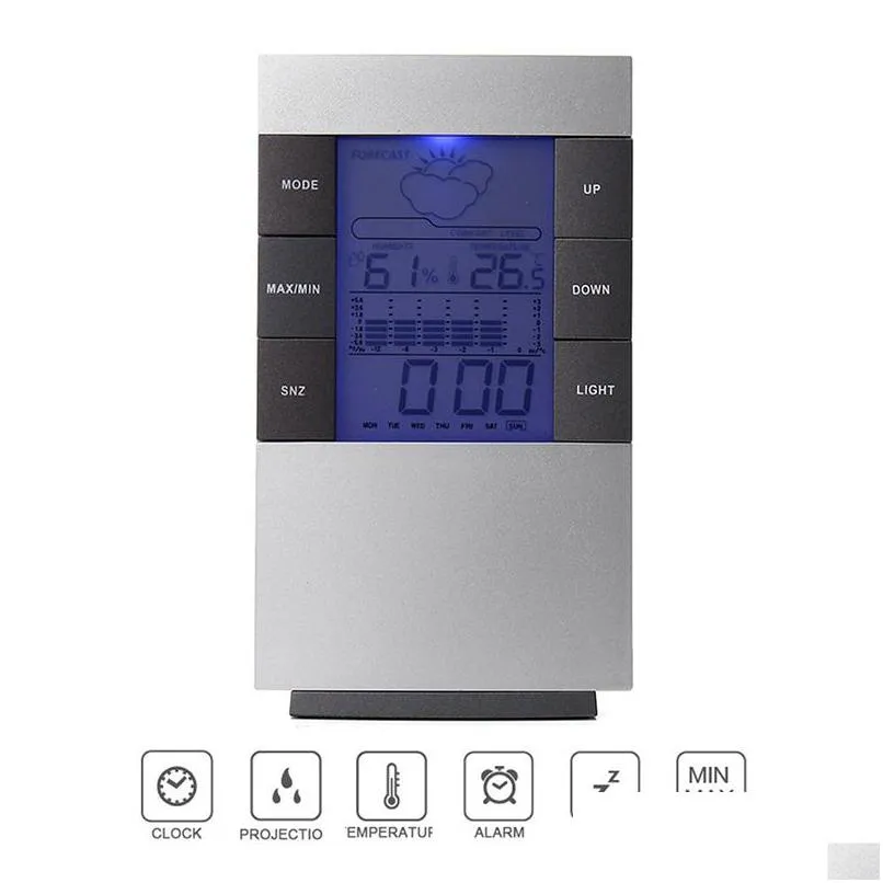 Temperature Instruments Electronic Indoor Hygrometer Lcd Home Thermometer Alarm Clock Weather Station Drop Delivery Office S Dhgarden Dh8Wr