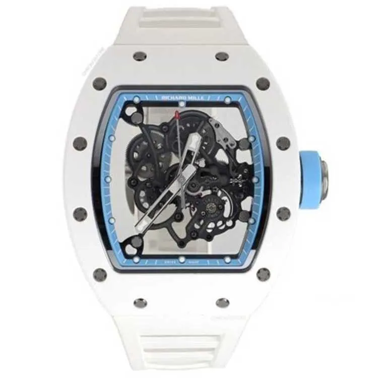 Richarmill Tourbillon Watch Automatic Mechanical Wristwatches Wrist Swiss Watches Series 055 Bubba Watson Asia Edition Ceramic Rubber Manual Wind Watch WN-B5G5