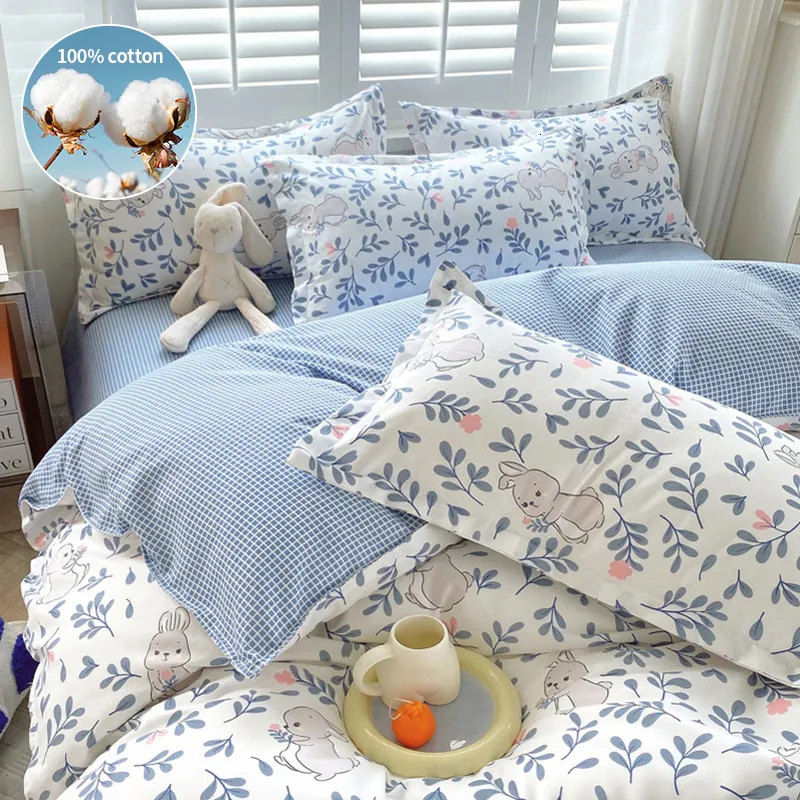 寝具セット100％綿の寝具セット花皮膚に優しい通気性のある羽毛布団2pcs枕カバーなしベッドシート230908