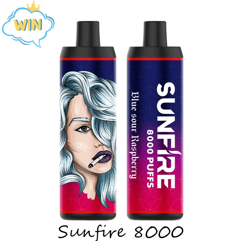 캐나다 Sunfire DTL 8000 퍼프 회전 가능한 vape e 담배는 충전식 600mAh 18ml 포드 과일 E 액체 증기 스틱 플로트 펜 토네이도 vape 9K 10K 12K 모로코 vapes