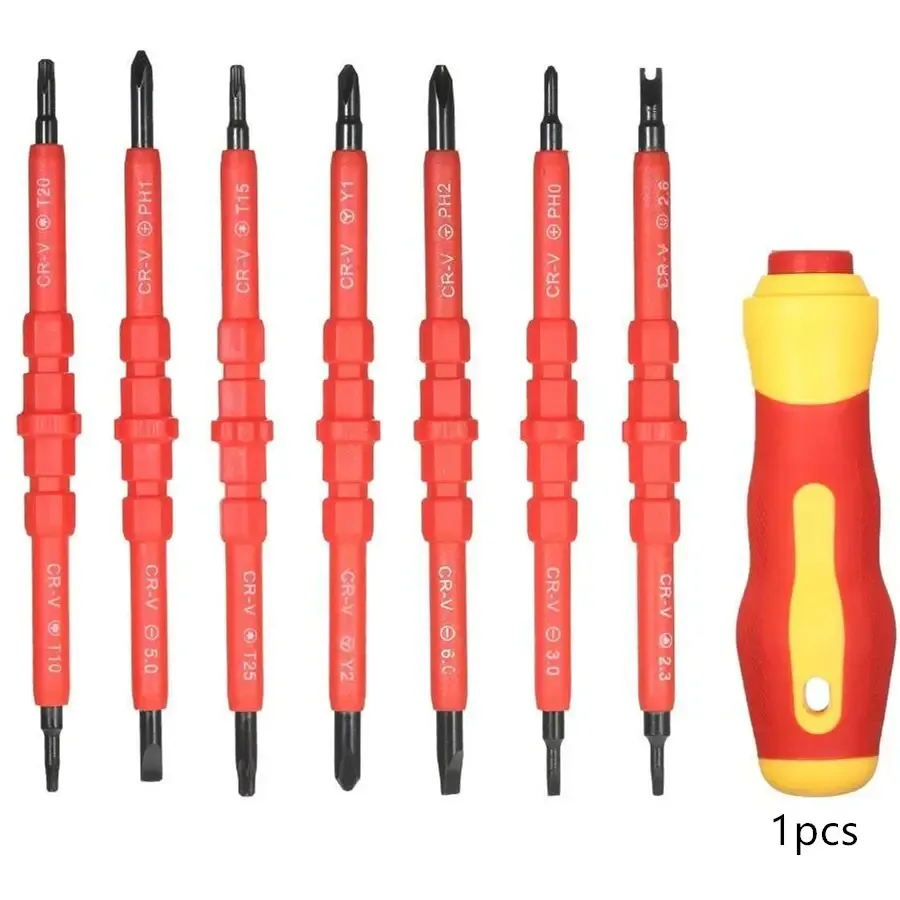 Jeu de tournevis isolés interchangeables 7 en 1, 1000V, avec Phillips magnétique et embouts fendus, Kit d'outils de réparation pour électricien