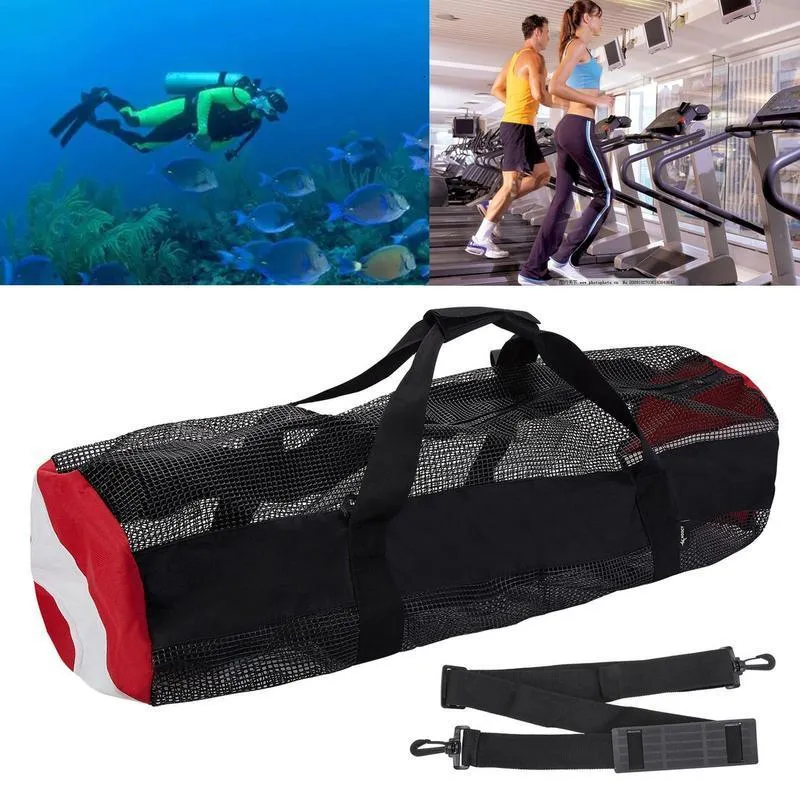 Outdoor Bags Diving Mesh Bag Nylon Snorkeling Equipment Fins Storage Carrying Tote Beach Travel Swimming Organizing Pouch 230907