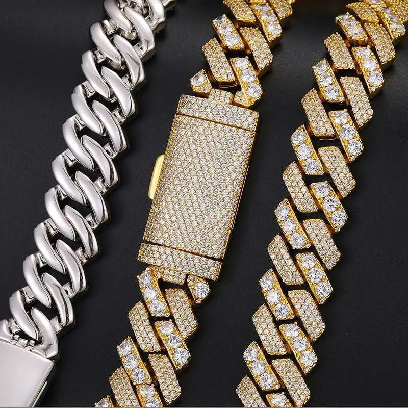 Vvs Dropshipping 18mm Link Plated 925 Gold Luxe Diamond Tester Zilver Pass Chain Out Cubaanse Moissanite Iced Ketting Ohsdf