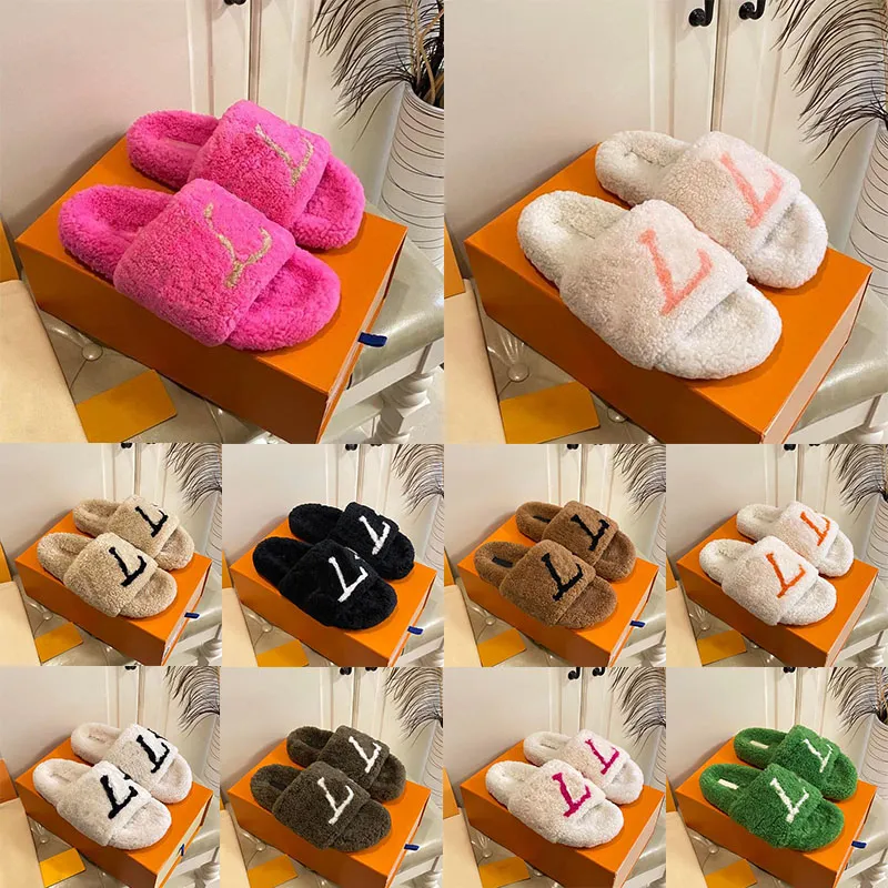 Classiques Designer Femmes Furry Pantoufles Diapositives de fourrure de luxe Confort Mule Chaussures moelleuses Slip On Cloud Blanc Noir Rose Marron Vert Fuzzy Plate-forme Sliders mules OG Slipper