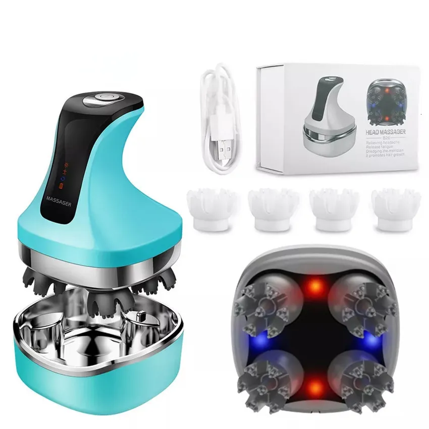 Electric Scalp Heated Scalp Massager For Hair Growth And Blood Circulation Red And Blue