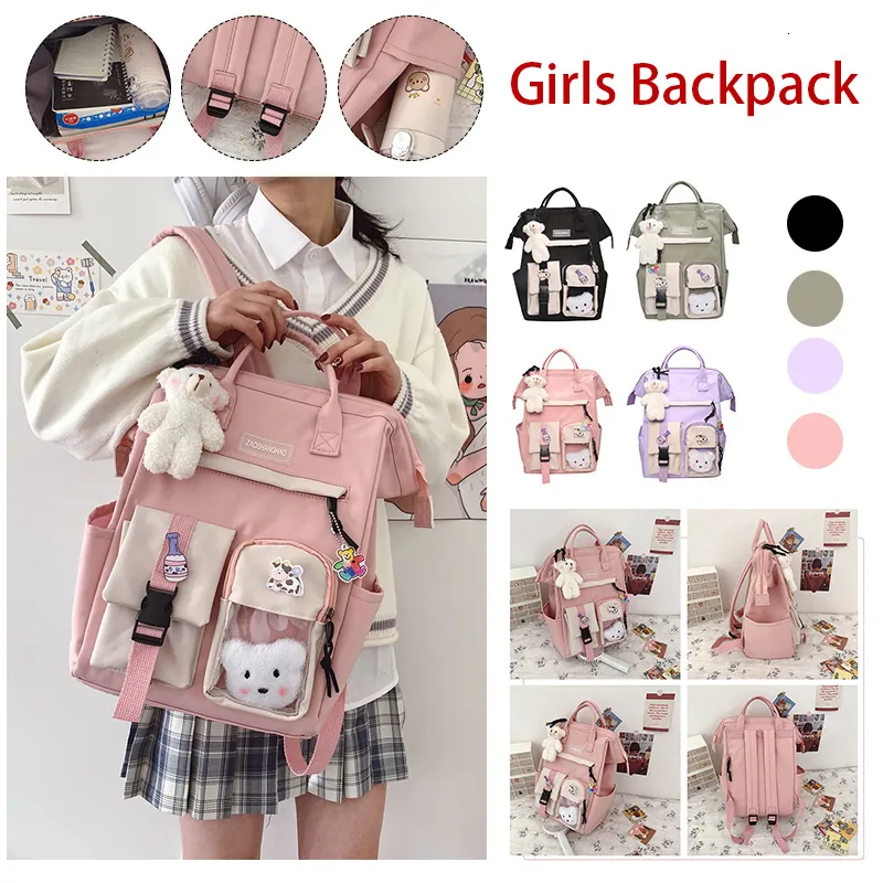School Bags Large Capacity Kawaii Schoolbag Waterproof Candy Colors Backpacks Fancy High School Bags For Teenage Girl Cute Travel Rucksack 230907 From Qiyuan09 14.97 DHgate.Com