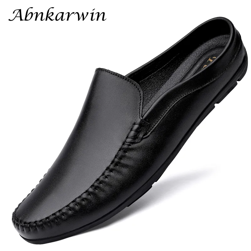 Klänningsskor Summer Mens Low Casual Slip på Half Shoes For Men High Quality Leather Italian Designer Breattable 230907