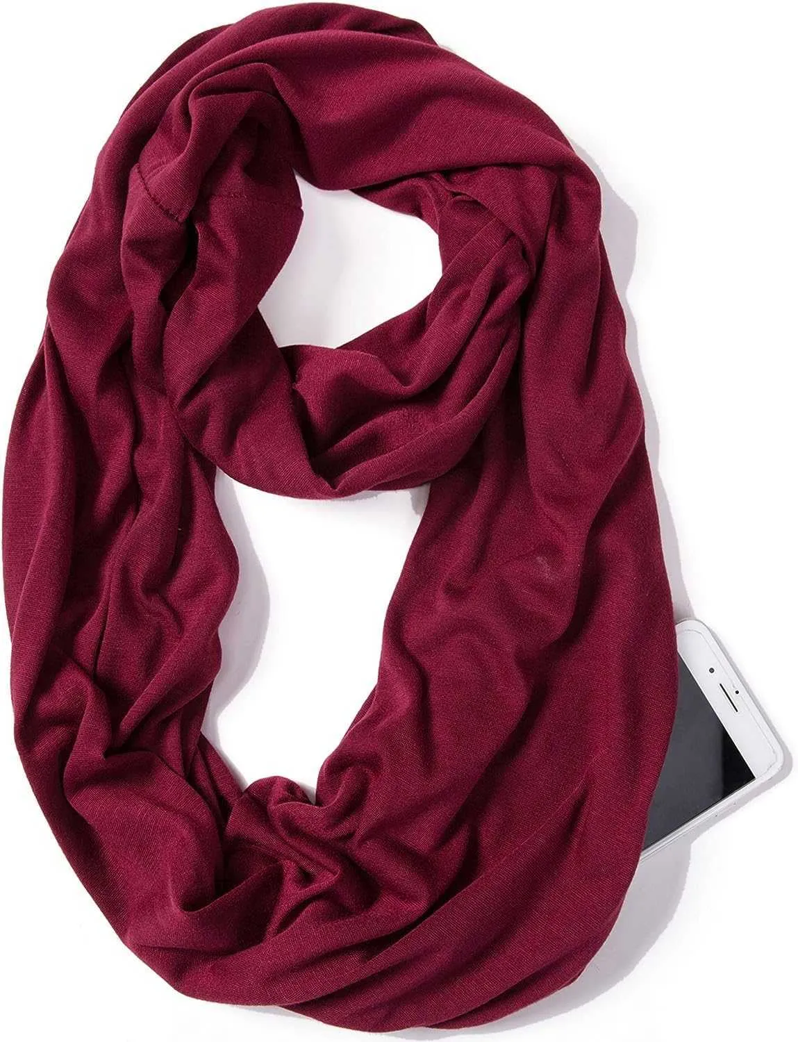 Scarves Elzama Infinity Loop Solid Scarf with Invisible Zipper Pocket Women's - Lightweight Travel Neck WrapLF2030908