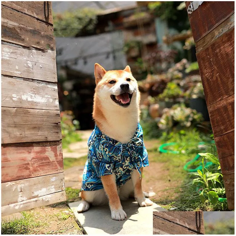 Cão vestuário onda do mar roupas para animais de estimação cães roupas de praia protetor de barriga respirável cachorrinho de duas pernas gato ps1844 drop entrega home jardim dhthj