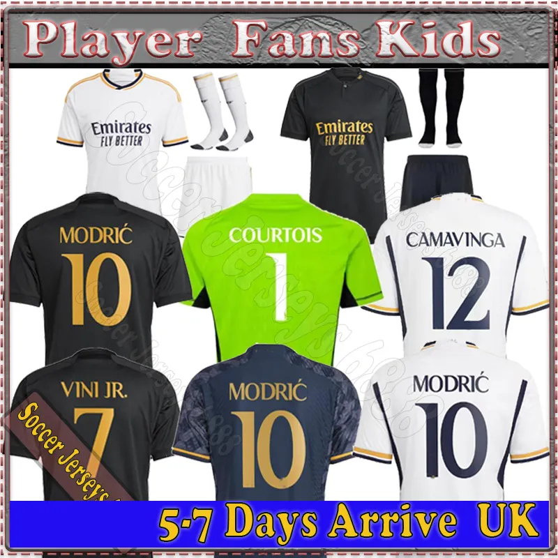 23/24 Bellingham Vini Jr Soccer Jerseys Mbappe Tchouameni 2023 2024フットボールシャツレアルマドリーズカマビンガロドリゴモドリックカミゼタスメンキッズキットユニフォームファンプレーヤー