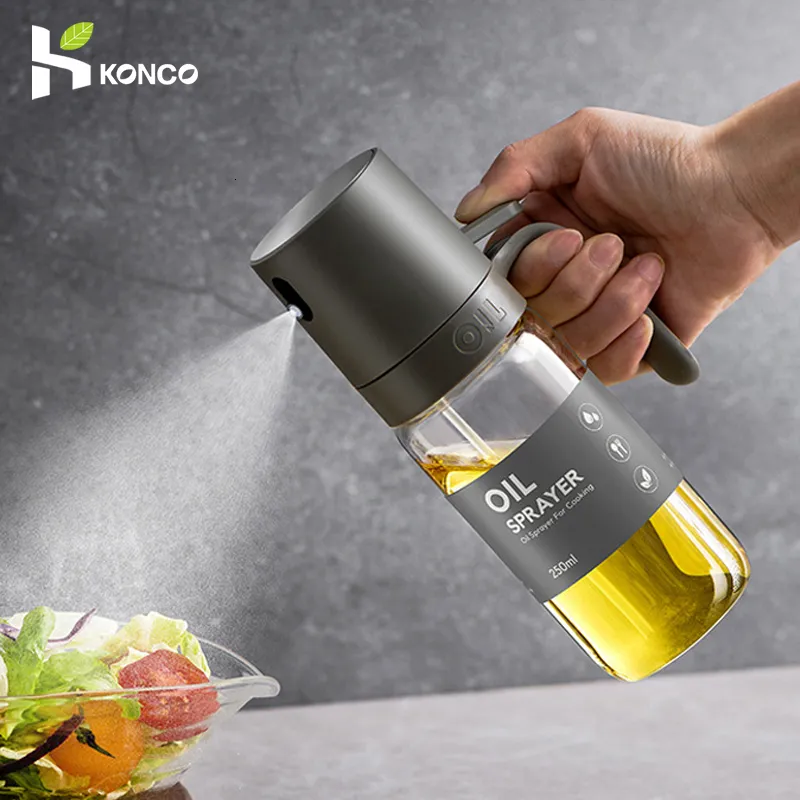 Herb Spice Araçları Botol Semprot Minyak 250ml Dispenser Goreng Kaca Borosilikat Tinggi Penyemprot Zaitun Tuan UNTUK PENGGORENGAN UDARA SALADA KUE 230907