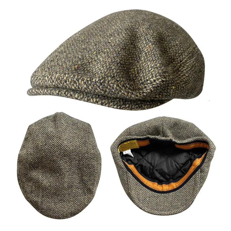 Berets Wool Flat Cap Men's Golf Cabbie Hat Gatsby Ivy Cap Irish Hunting Hat sboy Driver Cabbies Beret BLM440 230907