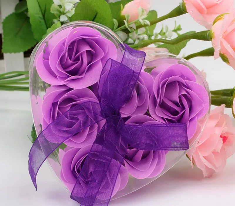 =one box High Quality Mix Colors Heart-Shaped Rose Soap Flower For Romantic Bath Soap Valentine&#039;s Gift