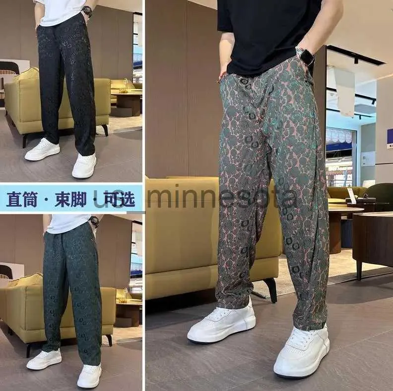 Mensbyxor Herrens raka rör leggings är mångsidiga andningsbara smala passande sommarlöst passande casual byxor Herr Fashion Casual Pants Trendy Mens Pan J230907