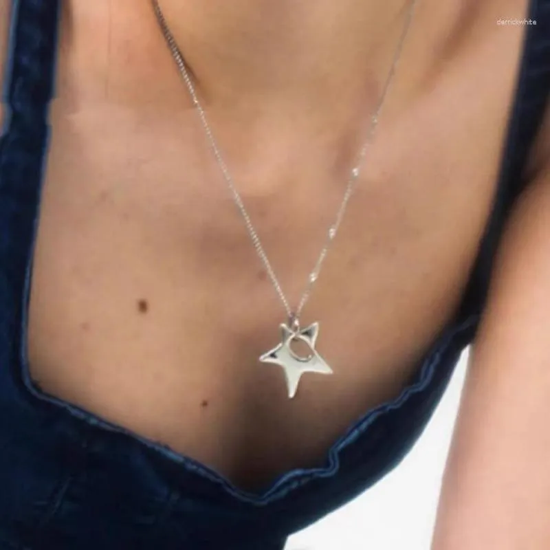 Pendant Necklaces Sweet Silver Y2k Irregular Star Pentagram Korean Fashion Cool Punk Hip Hop Necklace For Men Women Jewelry