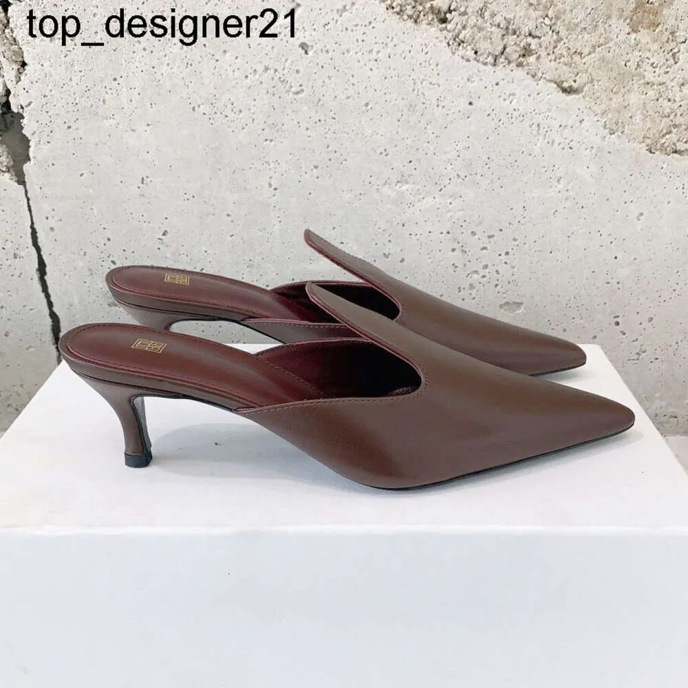 Nuovo toteme nuove pantofole a punta pacchetto da donna testa pigra marca di moda scarpe da mulo sandali modelli firmati scarpe da donna con tacco alto