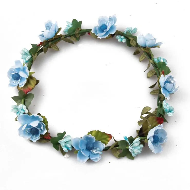 Bohemian Terylene Flower Wreath Garland Crown Festival Wedding Bridal Bridesmaid Floral Headband BOHO Headdress Headpiece Hair Accessories