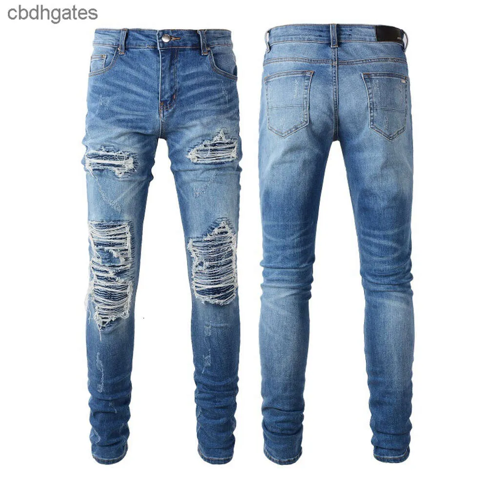 Demin Jean Amiirii Craft Purple 2023 Jeans Heavy Mens Fashion lavato perforato da uomo in pelle di alta qualità 2 Rpln