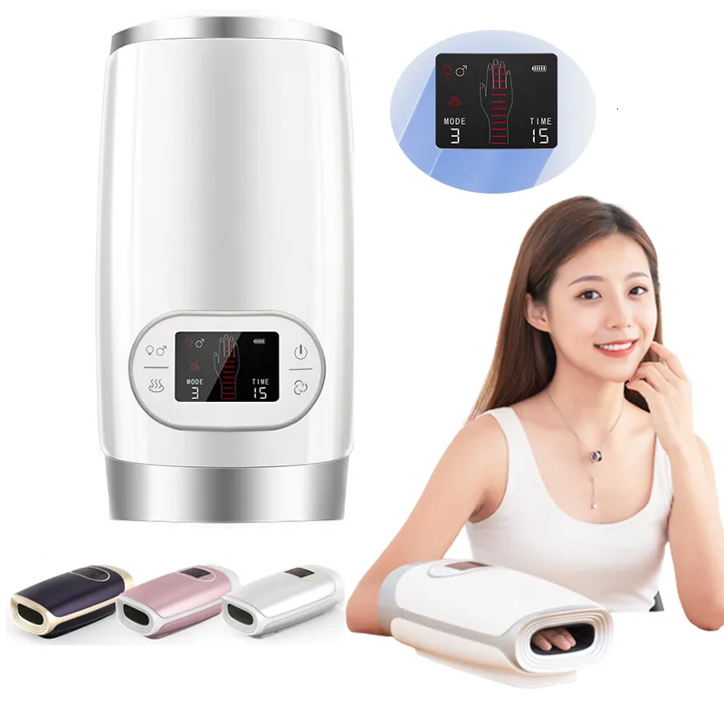 Back Massager Electric Hand Heat Air Compress Massage Finger Wrist Spa Relax Pain Relief Care with LCD Screen Physiotherapy Tool 230908