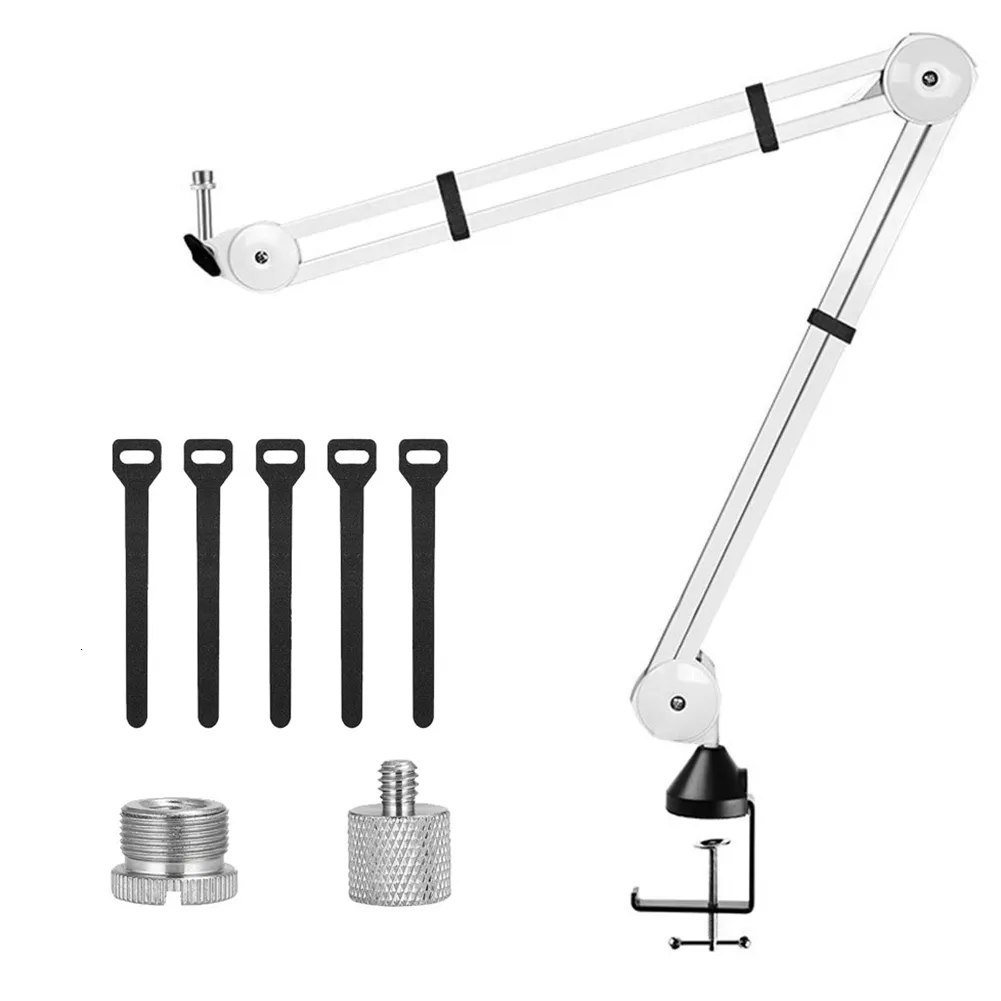 Belysningsstudiotillbehör Tunga mikrofonbomarmstativ Justerbar upphängningssax med adapter för röstinspelning Vitt 230908