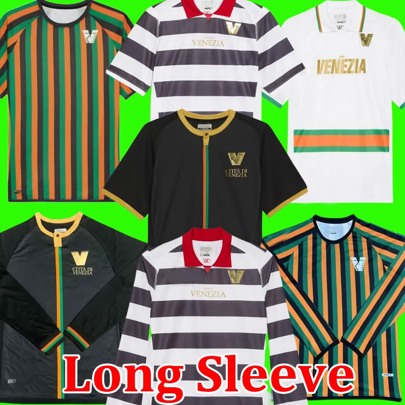 23 24 Venezia FC Maglie da calcio casa Nero Away Bianco Terzo Blu ARAMU FORTE Venezia 2023 2024 BUSIO Maglie da calcio 3rd Men Kit set corto MANICHE LUNGHE Uniformi