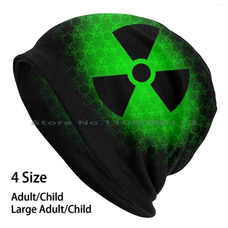 Berets Radioactive Biohazard Beanies Knit Hat Hazardous Warning Danger Sign Green Deadly Brimless Knitted