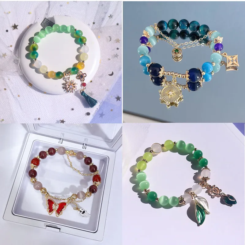 Pulseras con dijes Anime Tighnari Nahida Hu Tao Pulsera para mujer Genshin Pulseras de impacto Mujer Moda Cosplay Cadena de cristal Brazaletes Regalos Brazalete 230907