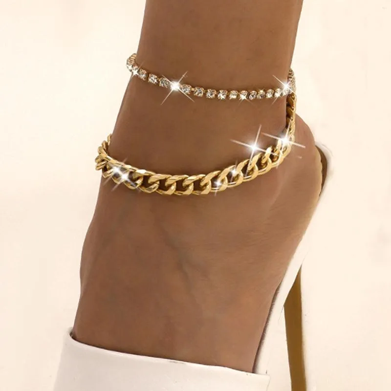 عرض سوار في Anklets أساور الكاحل الذهبية للنساء الفضة الكوبية تنس التنس Anklet Diamond 2023