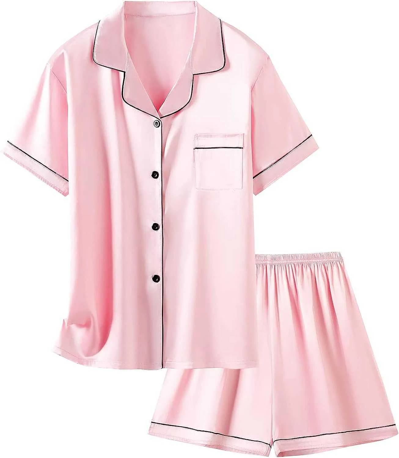 Pyjama sexy Schbbbta Ensemble de nuit en satin pour filles et femmes, 2 pièces, vêtements de nuit en soie, convient aux adolescentes et aux enfants comme cadeau pour la fête des mèresLF230908