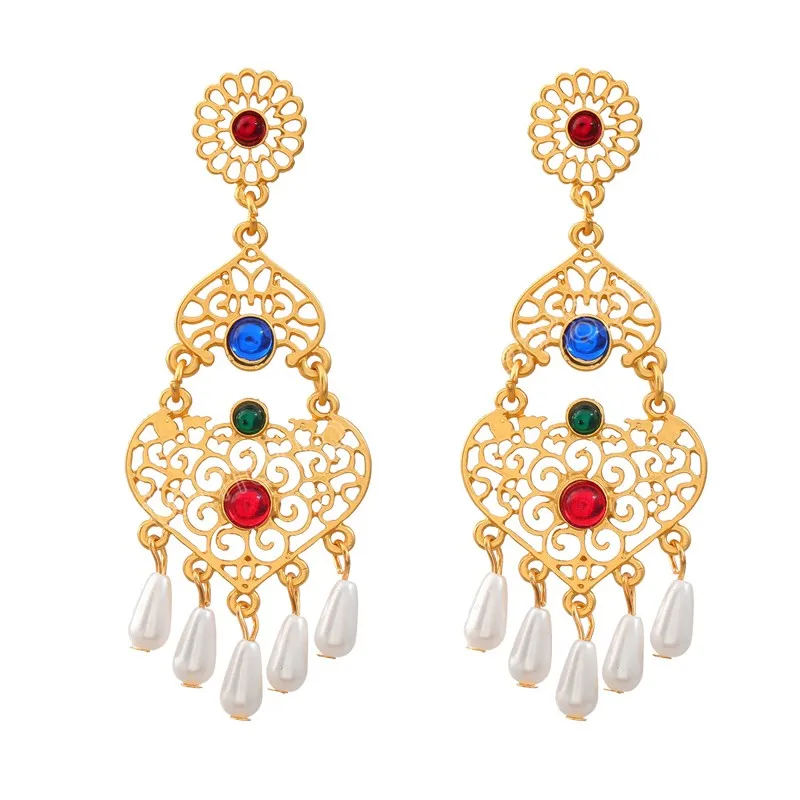 Boucles d'oreilles géométriques ajourées en métal pour femmes, boucles d'oreilles pendantes minimalistes exagérées, accessoires de bijoux de Banquet