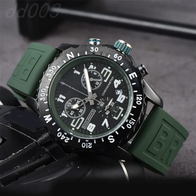 Casual endurance designer watches for men 44mm Orologio. Chronograph quartz montre homme rubber strap Lux watch daily classical fashion sb048 Q2