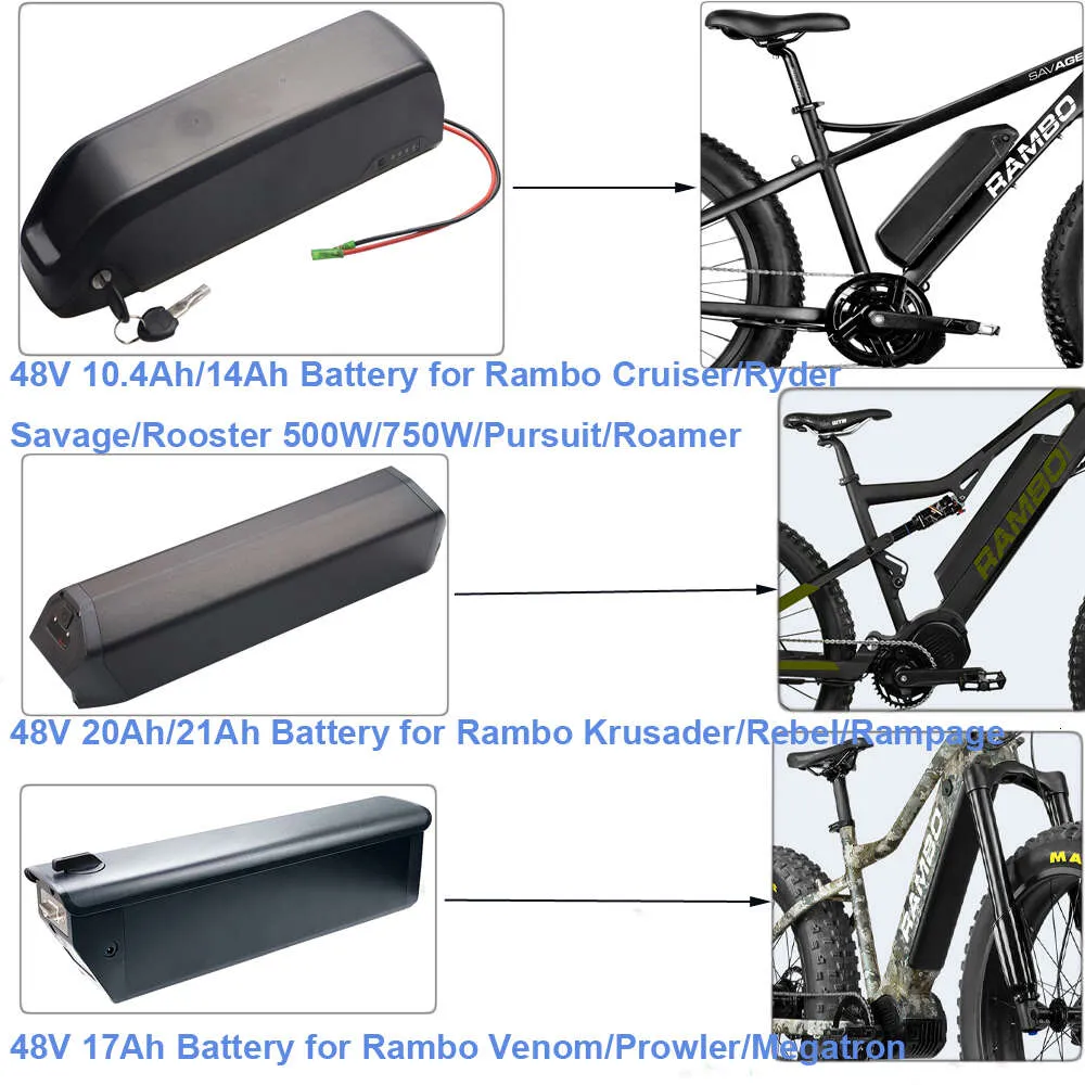 Ebike 48v 14ah 17ah 20ah 21ah Battery Rambo the Cruiter Rooster Ryder Roamer Pursuit Savage Rebel Rampage Venom Pky