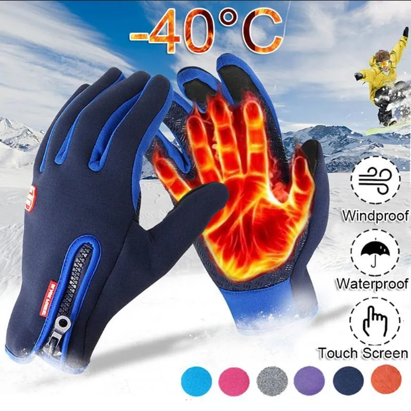 Cinq doigts gants hiver pour hommes femmes écran tactile chaud extérieur cyclisme conduite moto résistance au froid coupe-vent antidérapant 230908