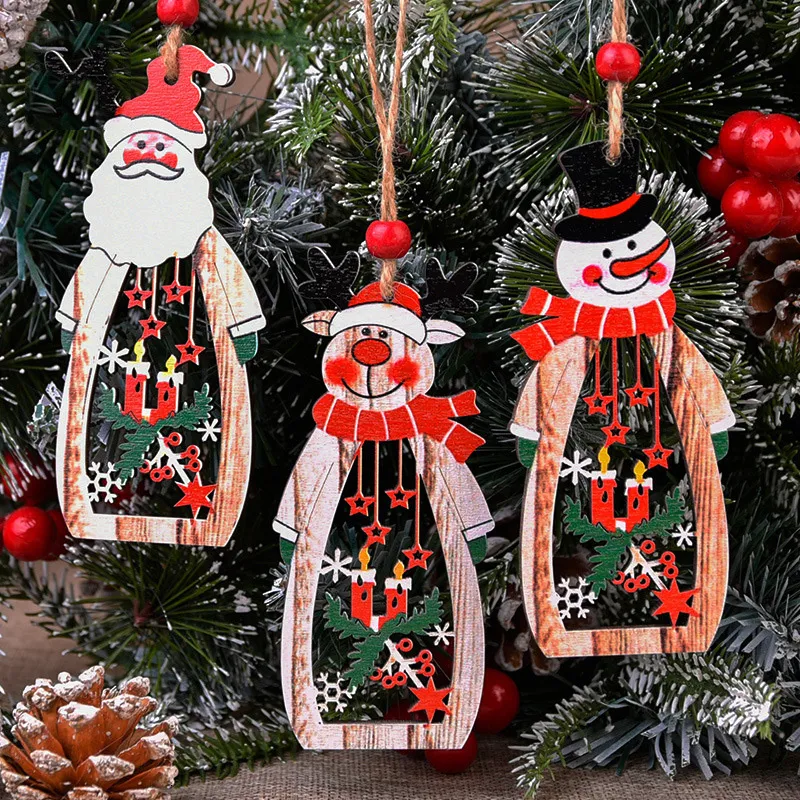 Рождественские украшения Украшения Рождественская елка Деревянные подвески Подвесные изделия из дерева для дома Год DIY Декор 2024 Natal Детские подарки 230907