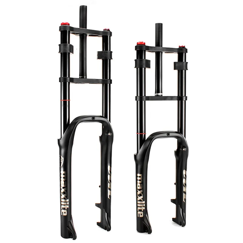 Bike Forks 20" 26 Inch Aluminum Alloy Fat Front Fork Double Shoulder Air Pressure 4.0" Snow Bicycle Suspension 80 130mm Travel 230907