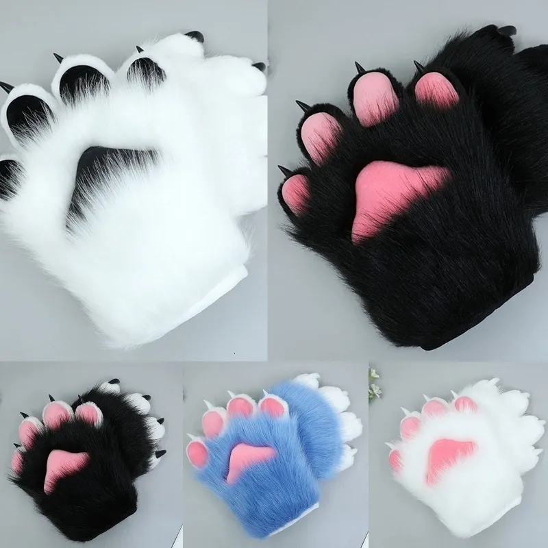 Party Masks 2 PCS Cartoon Plush Nails Claws Handskar Anime Mittens Furry Cosplay Props Halloween Costume Paw 230907