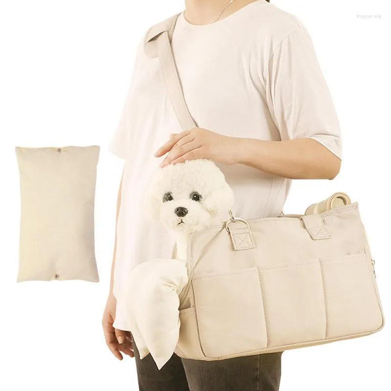 Hundbärare bärbar husdjurskatt sidoreddesign liten väska valp bär handväska med andningsbart nät