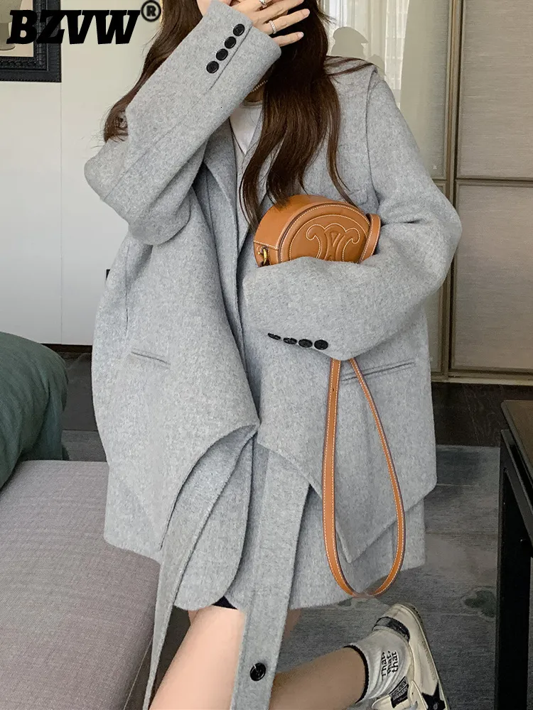 Women's Jackets BZVW Woolen Cloth Designer Blazer Vest Two Piece Women 2023 Autumn And Winter Fashion Temperament Suit Coat Female Trend 230908