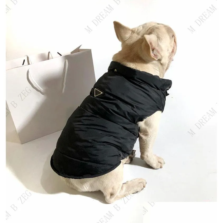 Dog Apparel Designer Coat Cold Weather Windproof Puppy Winter Jacket Waterproof Pet Warm Pets Vest With Hats For Small Medium Large Do Dhizk