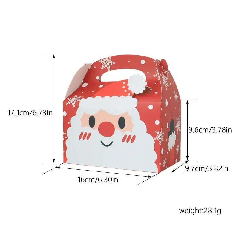 Christmas Cake Muffin Boxes Foldable Treat Paper Boxes Santa Claus Xmas New Year Gift Packaging Bag Party Favor Supplies MJ0830