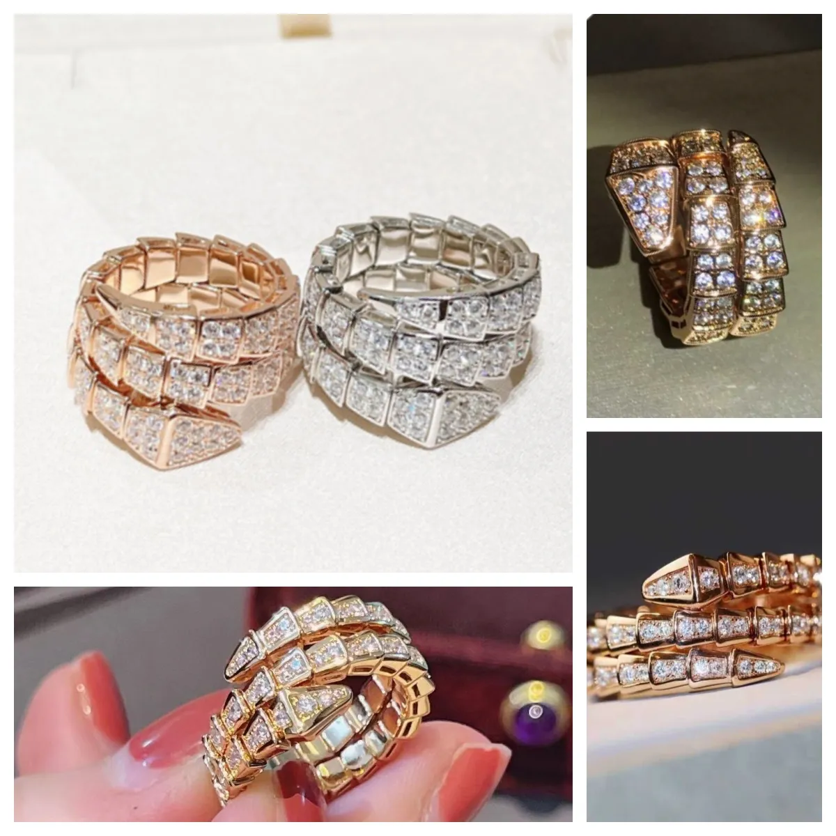 Anelli di anelli di serpente designer di gioielli Designer Ringe di design stretto Versione larga con diamante Full Diamond Luxury Gioielli Ring per uomo Bague serpentina senza marca 5A Spedizione gratuita