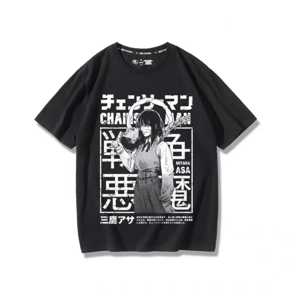 Anime Chainsaw Man Manga Tee | Oversized Cotton Short Sleeve