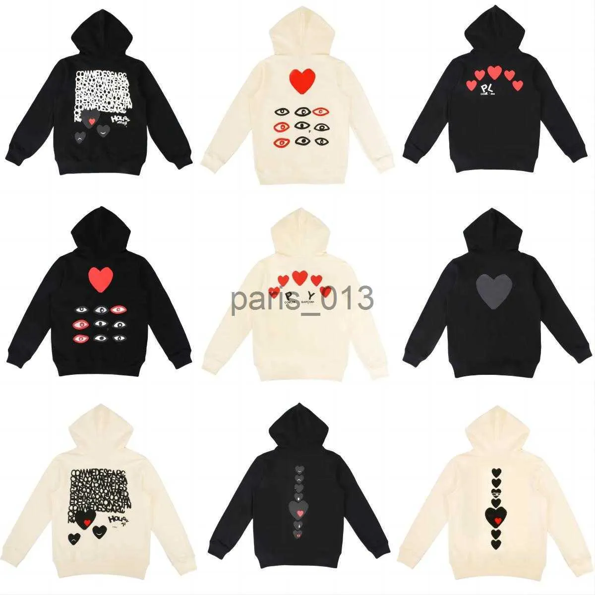 Heren Hoodies Sweatshirts 2023 Heren Hoodie Sweatshirts Dames Rits losse jas Play Sweatshirt Commes Cardigan Des Small Red Heart jas Garcons Standard en Fleec