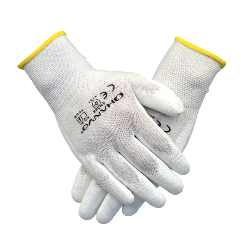 Work Gloves Workplace Safety Supply Flexible PU Coated Nitrile Safety Glove for Mechanic working Nylon Cotton Palm CE EN388 OEM